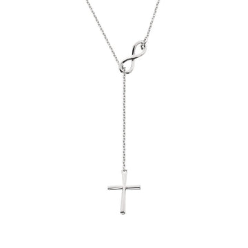 Sterling Silver Infinity & Cross Y Necklace